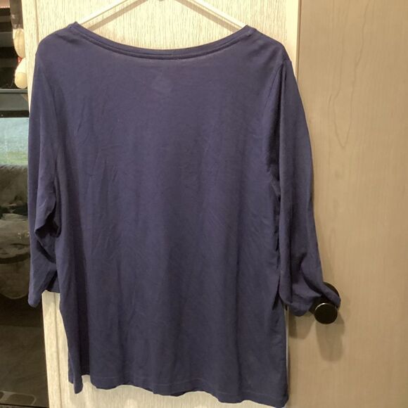 NWOT. St. John’s Bay Women’s 2X Navy Tee with 3/4 Length Sleeves - Picture 5 of 9